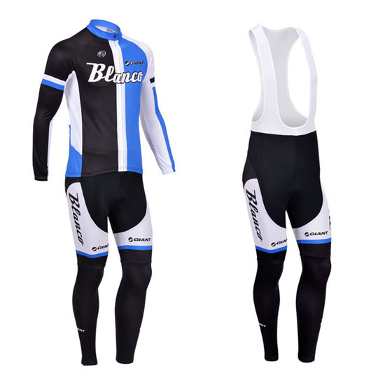 2013 Maillot Blanco Tirantes Mangas Largas Negro Y Azul